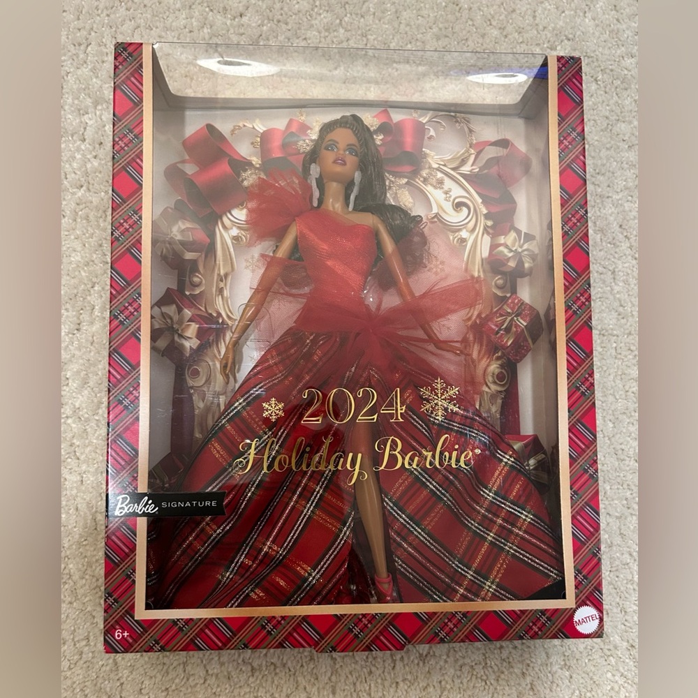 2024 Barbie Holiday Doll in Red and Gold Plaid Dress - New in Box/Unopened